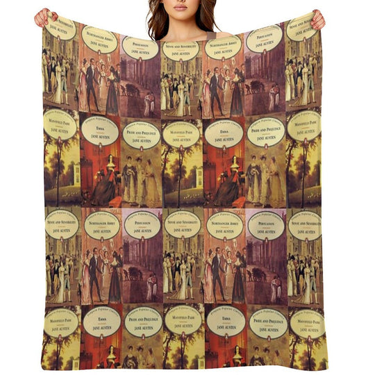 Jane Austen Vintage Books Plush Throw Blanket