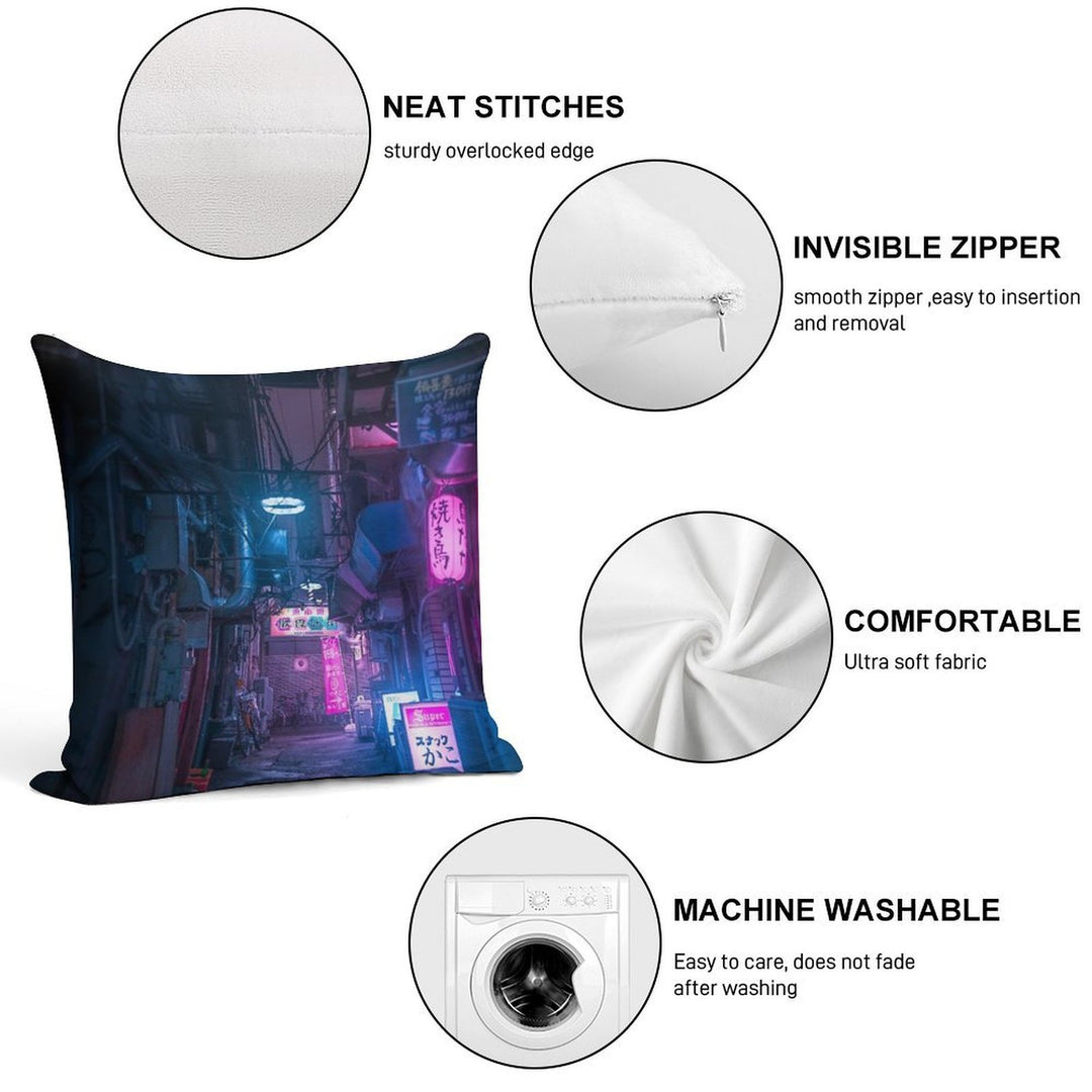 Dark City Vibes in Tokyo Soft Skin-Friendly Throw Pillow