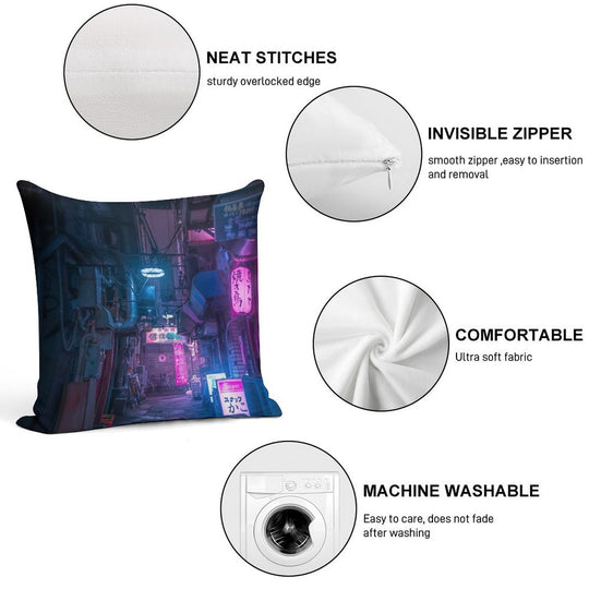 Dark City Vibes in Tokyo Soft Skin-Friendly Throw Pillow
