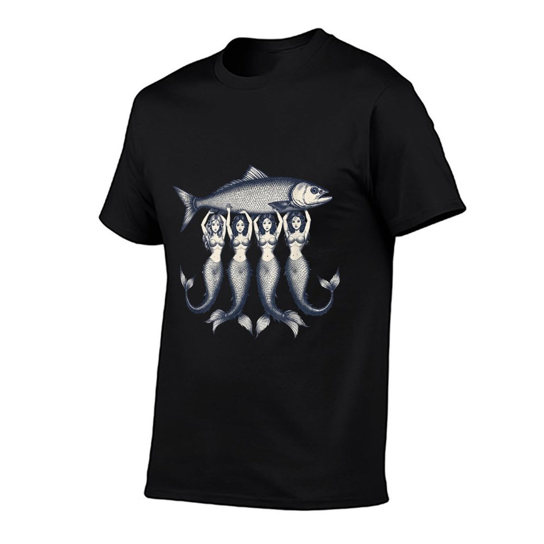 Sardines Tinned Fish Mermaid Summer Coastal Fisherman Women  Polyester Blend T-Shirt