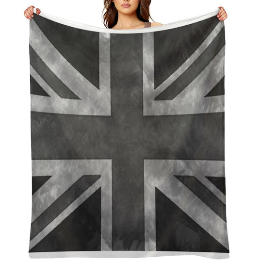 Greyscale Distressed Union Jack Lightweight Throw Blanket
