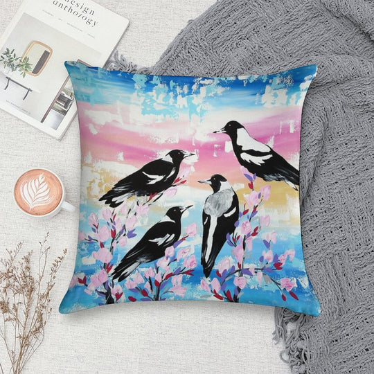 Australian Magpies Rainbow Soft Skin-Friendly Throw Pillow