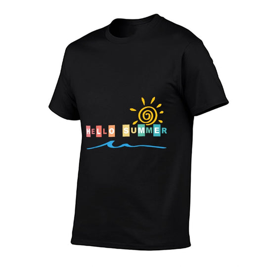 Colorful Hello Summer Sun Graphic  Slim-fit Cut T-Shirt