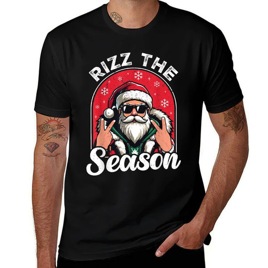 Rizz The Season Funny Saying Santa Claus Rizzmas Christmas  Moisture-wicking T-Shirt