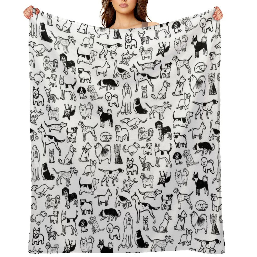 Black And White Dogs Pattern Eco-conscious Throw Blanket