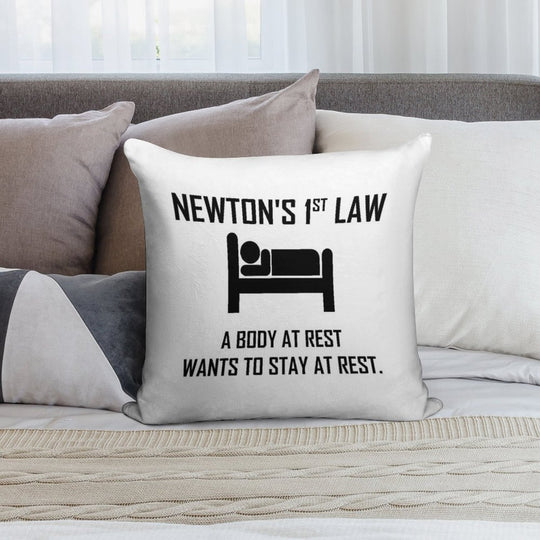 Newton's First Law- Funny Physics Joke Soft Fade-Resistant Throw Pillow