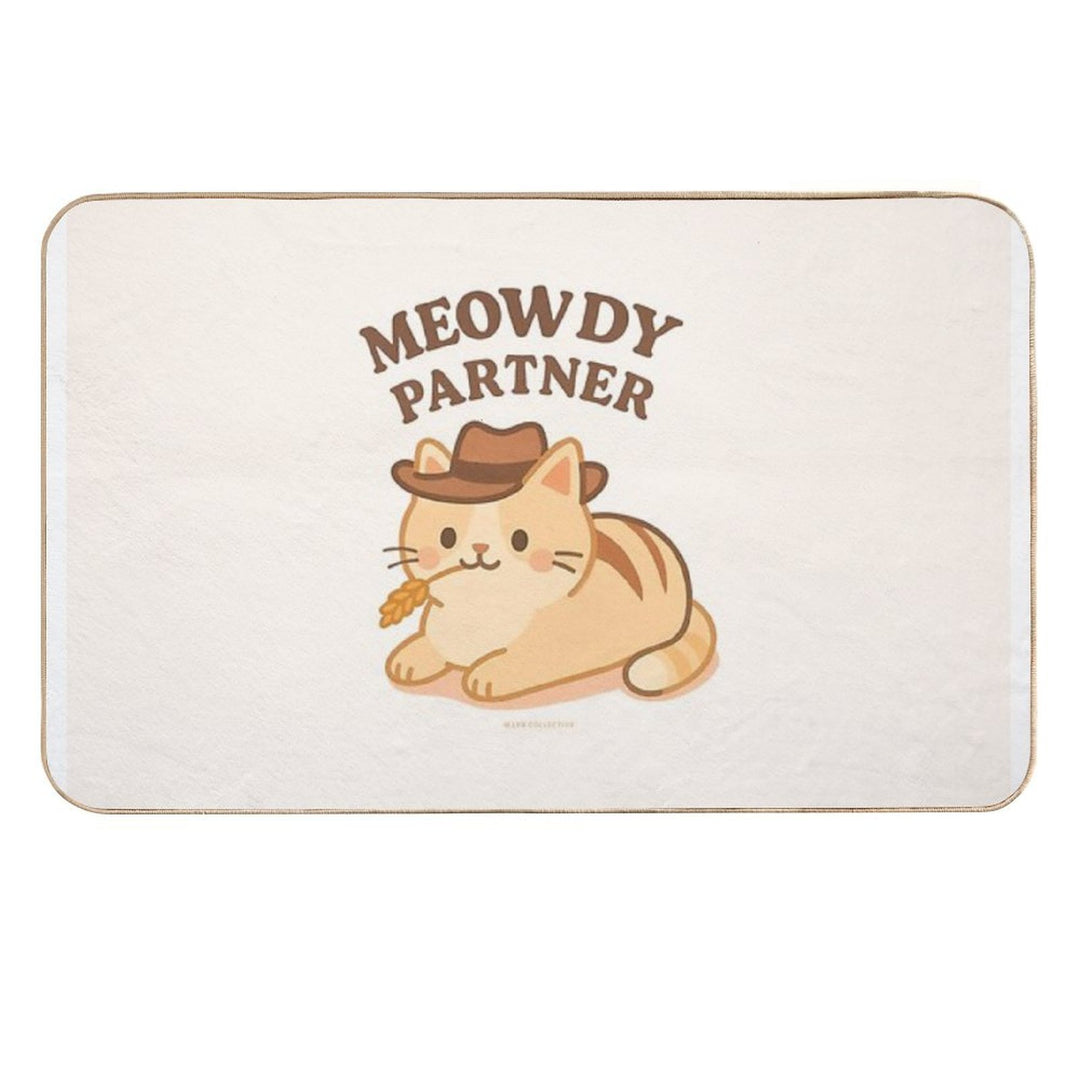 Meowdy Partner – Cowboy Cat Western Design  Absorbent Bath Mat