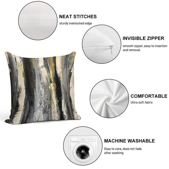 Birch Trees Black And White Soft Luxury Feel Throw Pillow