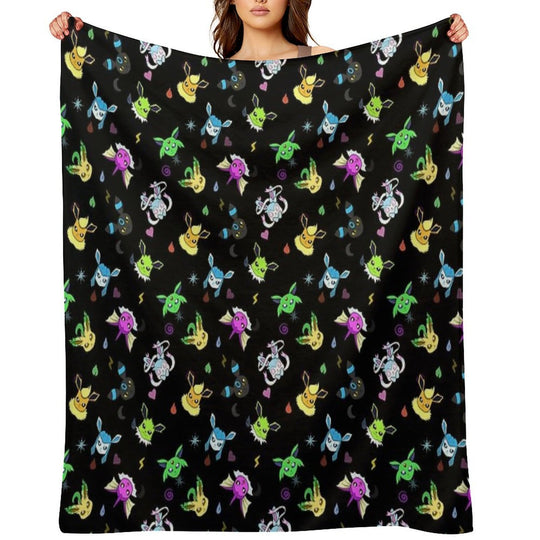 Shiny Eeveelution Type Pattern Velvety-soft Throw Blanket