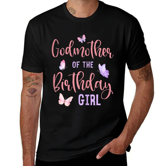 Godmother of Birthday Girl Butterfly Party Matching Family  Slim-fit Cut T-Shirt