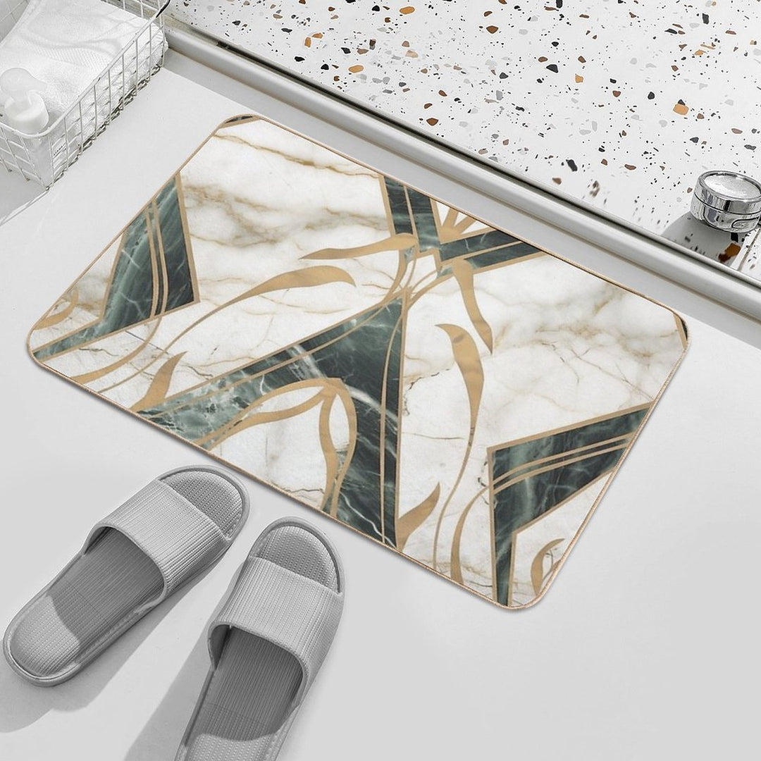Olive Deco Marble  Slip-Resistant Bath Mat