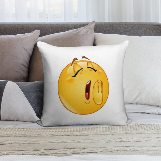 Yawn Female Emoticon Soft Fade-Resistant Throw Pillow