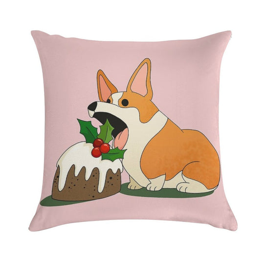 Christmas Corgi Soft Shrink-Resistant Throw Pillow