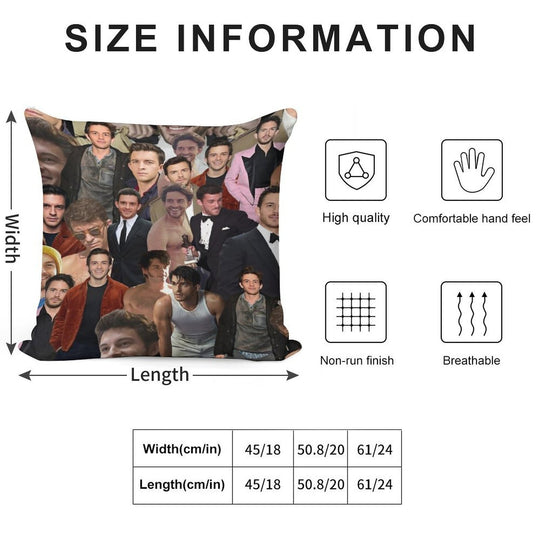 Jonathan Bailey Collage Soft Reinforced Edging Throw Pillow