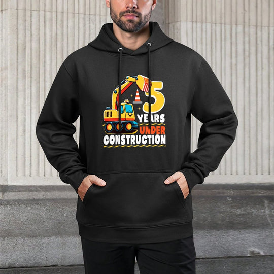 Kids 5 Years Under Construction Boy Five Year Old 5th Birthday Layering Staple Hoodie