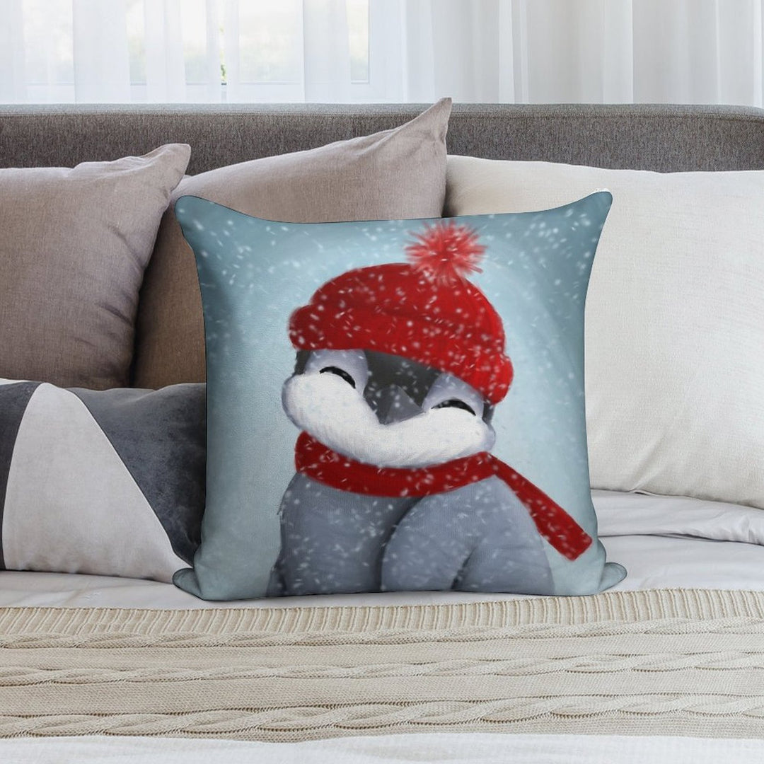 Baby Penguin Soft Reinforced Edging Throw Pillow