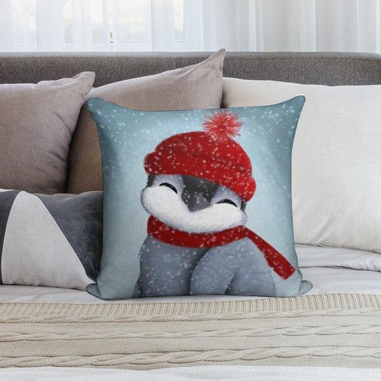 Baby Penguin Soft Reinforced Edging Throw Pillow
