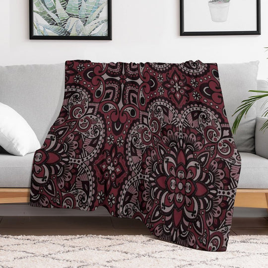 Floral Mandala Repeat Pattern - Dark Pink Premium Throw Blanket