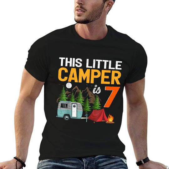 This Little Camper Is 7 Years Old Camping 7th Birthday  Easy-care T-Shirt