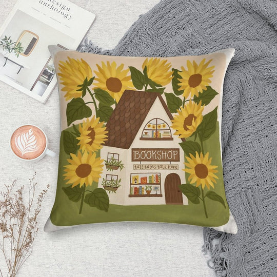Sunflower Bookshop Soft Multiple Sizes Throw Pillow