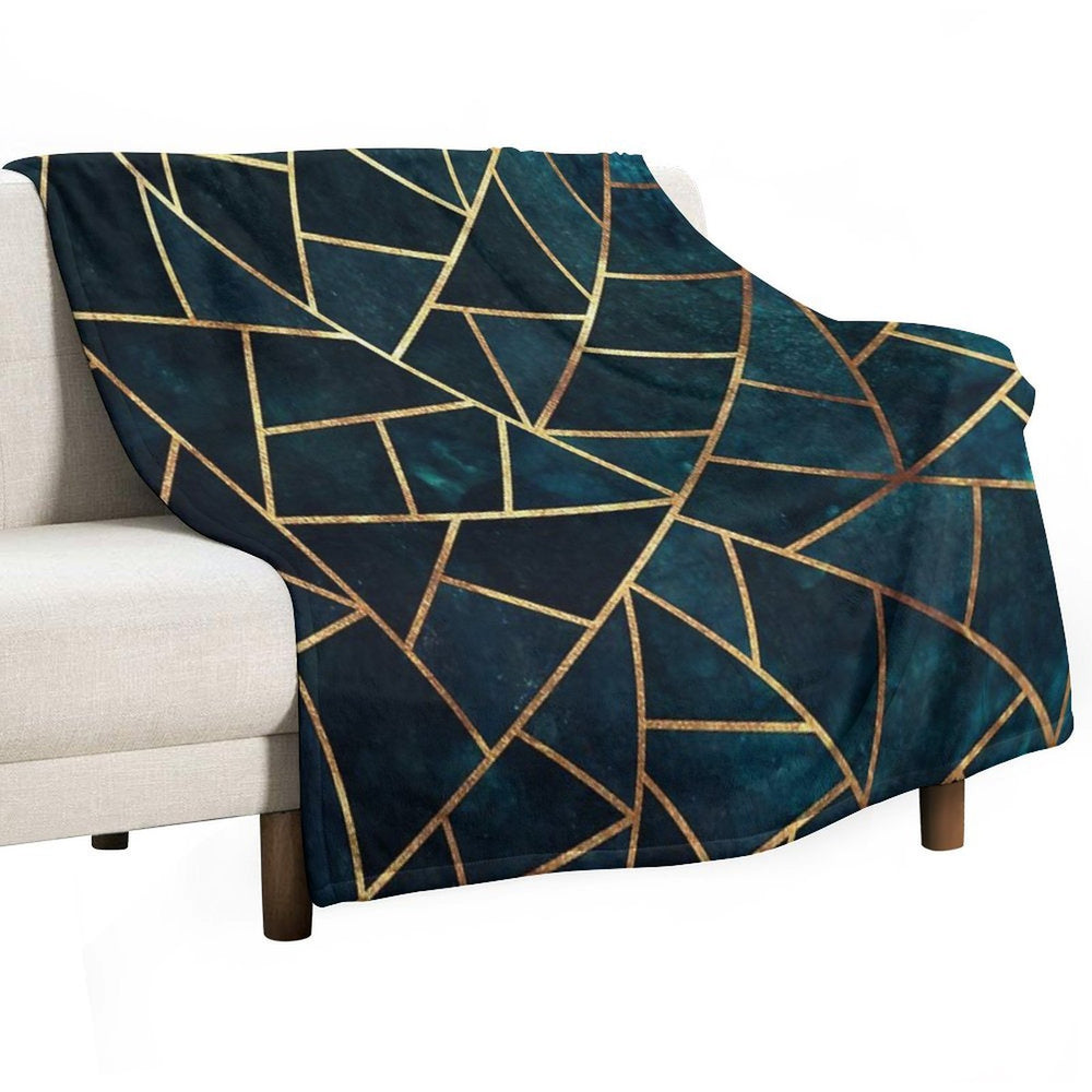 Deep Teal Geometric Machine-washable Throw Blanket