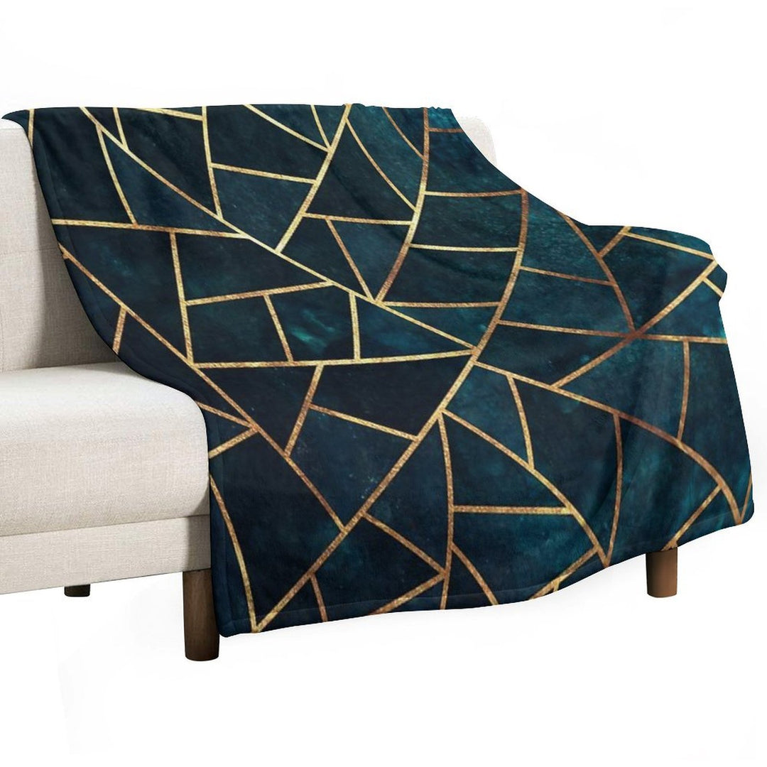 Deep Teal Geometric Machine-washable Throw Blanket