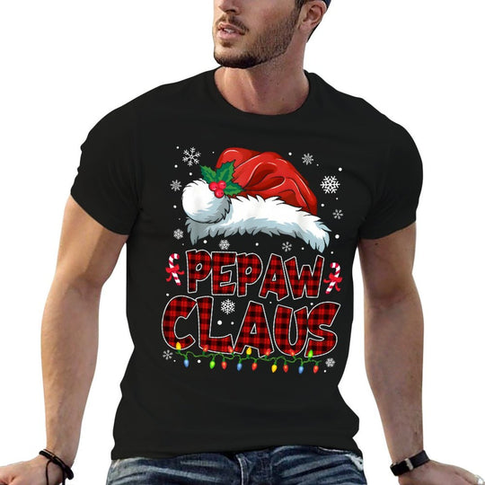 Pepaw Claus Christmas Lights Pajama Family Group Matching  Graphic-printed T-Shirt