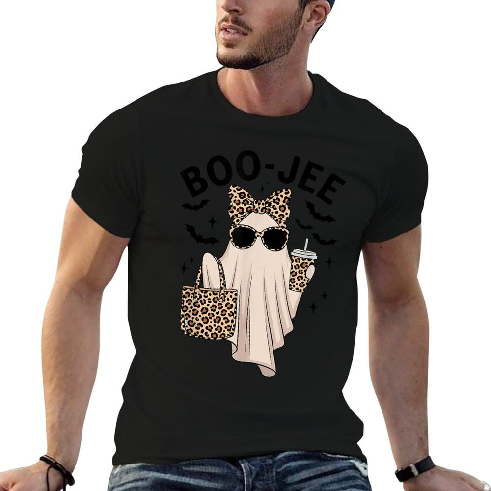 Coquette Leopard Ghost Coffee Boo-JEE Halloween Boujee Ghost Comfortable T-Shirt