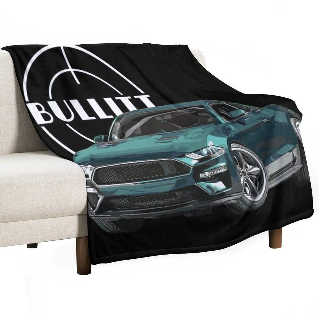 Bullitt Mustang GT 5.0L V8 Classic Steve Mcqueen Muscle Car Travel-friendly Throw Blanket
