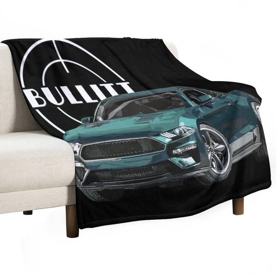 Bullitt Mustang GT 5.0L V8 Classic Steve Mcqueen Muscle Car Travel-friendly Throw Blanket