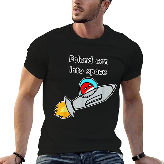 Poland Can Into Space Happy Polandball Meme  High-quality Stitching T-Shirt