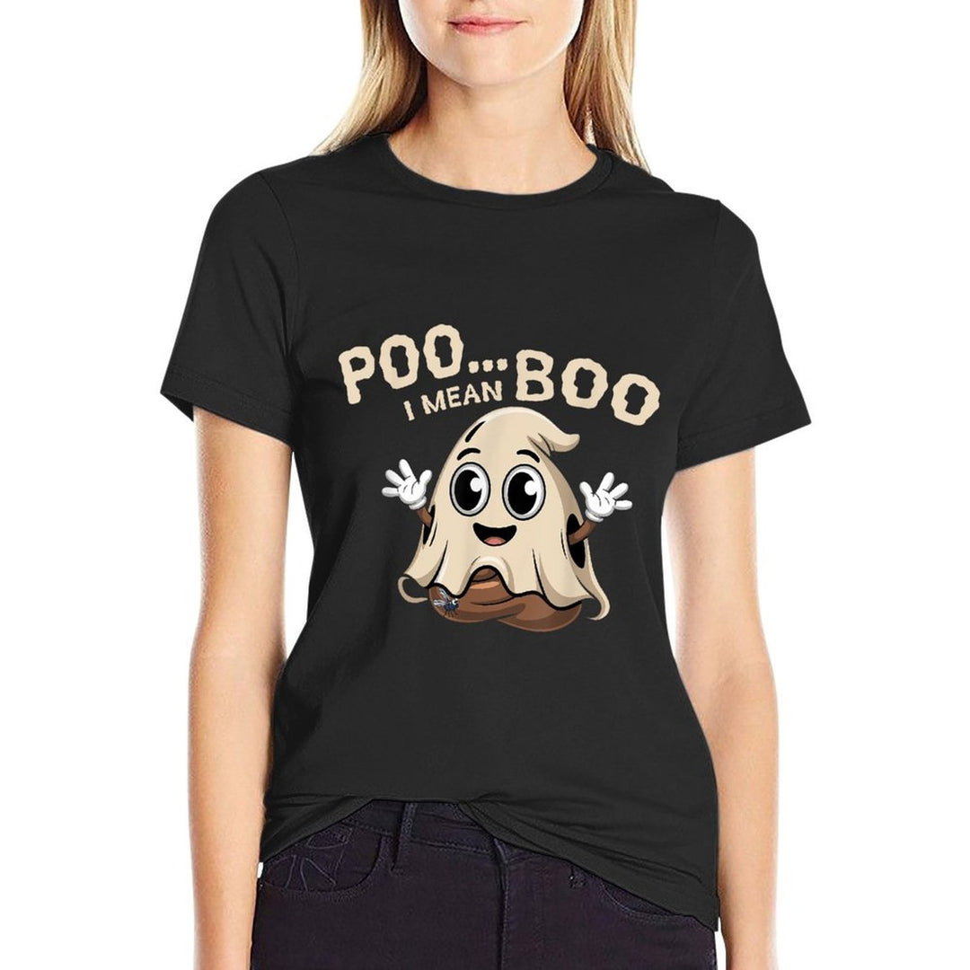 Poop Emoticon Poo Ghost Halloween Costume Kid Poo I Mean Boo  Trendy Pattern T-Shirt
