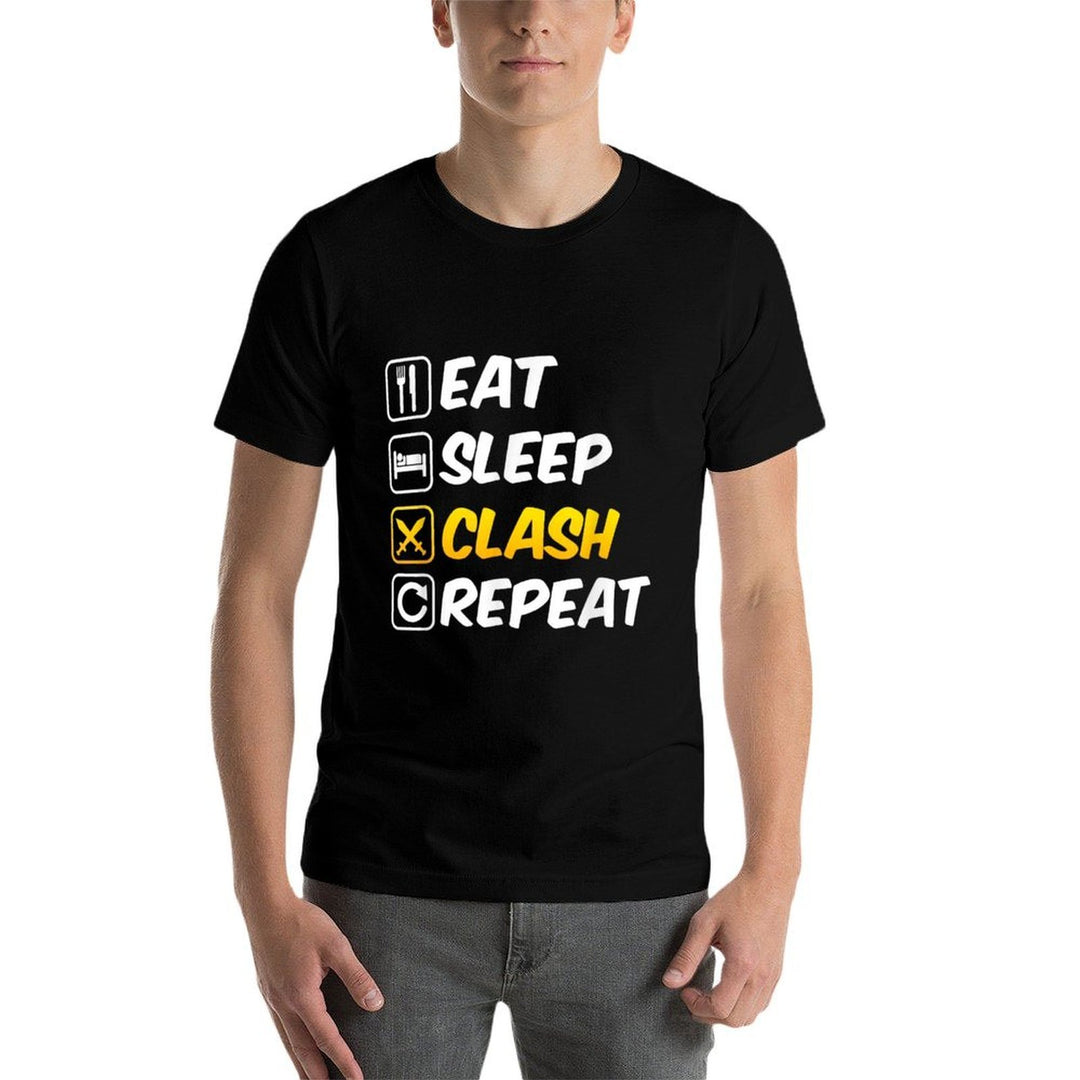 Eat Sleep Clash Repeat Swords Clan Mobile Gaming  Slim-fit Cut T-Shirt