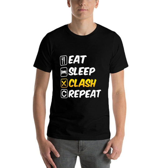 Eat Sleep Clash Repeat Swords Clan Mobile Gaming  Slim-fit Cut T-Shirt