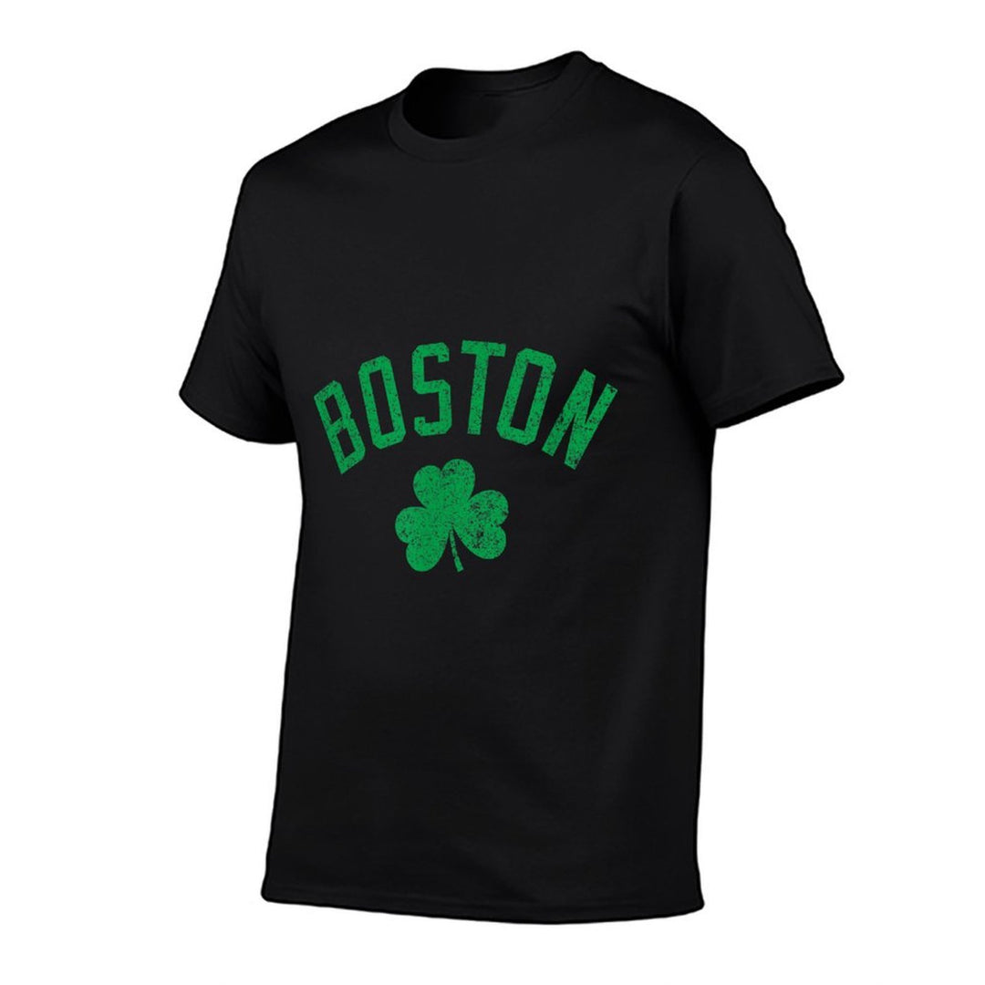 Boston Text Irish Shamrock Distressed Green Print  Classic T-Shirt
