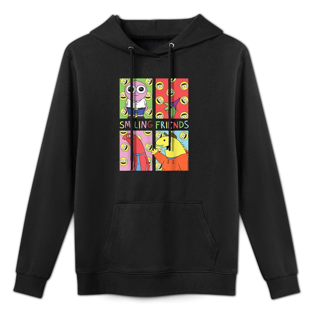 Smiling Friends Pop Art Character Grid Funny Cartoon Durable Construction Hoodie