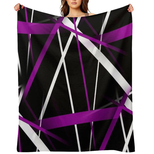 Seamless Abstract Purple And White Lines On Black Pattern All-season Throw Blanket