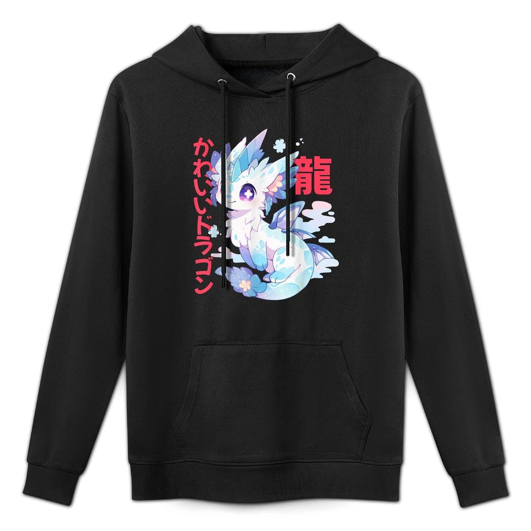 Kawaii Dragon Japanese Anime Chibi Ryu Dragon Kanji  Kana Customizable Surface Hoodie