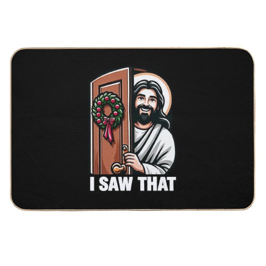 I Saw That Jesus Christ Christmas Wreath  Eco-Friendly Bath Mat