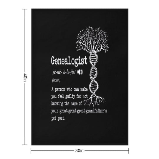 Funny Genealogist Definition Family Researcher History Tree Lineage Plush Throw Blanket