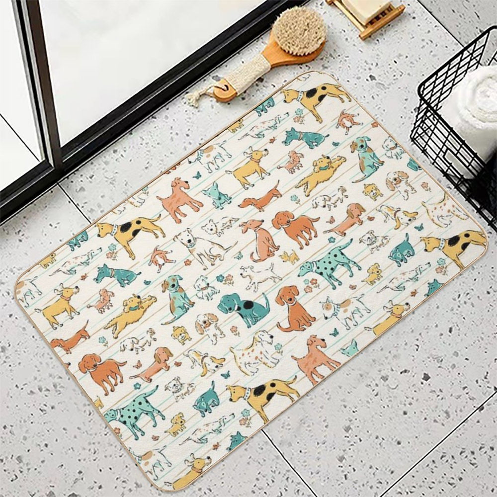 Dogs Dogs Dogs  Rapid-Drying Bath Mat
