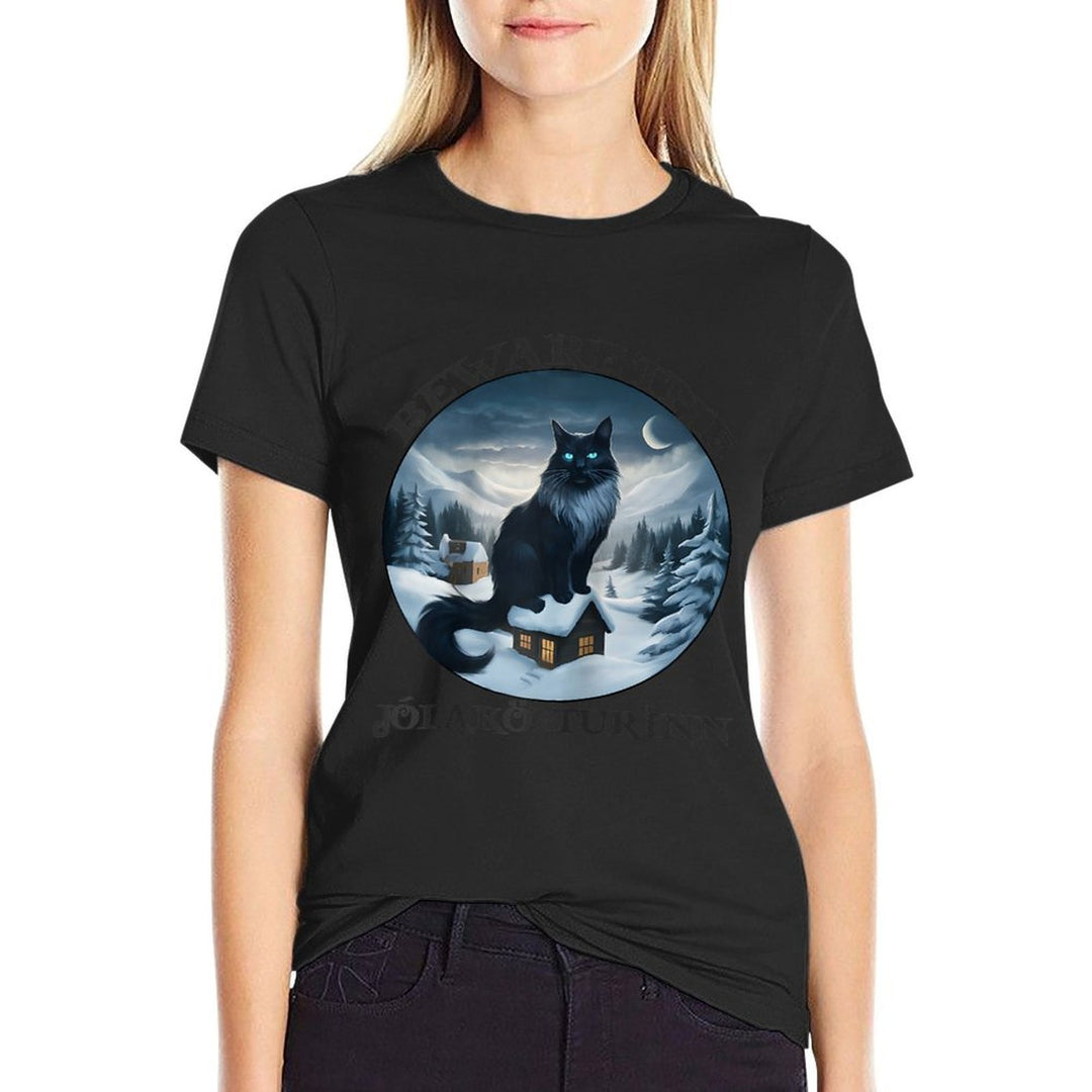 Beware The Jolakotturinn Yule Cat Icelandic Christmas Norse Raglan Baseball  Vintage-inspired T-Shirt
