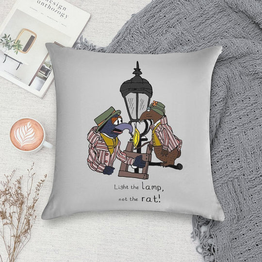 Light The Lamp, Not The Rat! (with Full Lamp Post) Soft Style Accent Throw Pillow