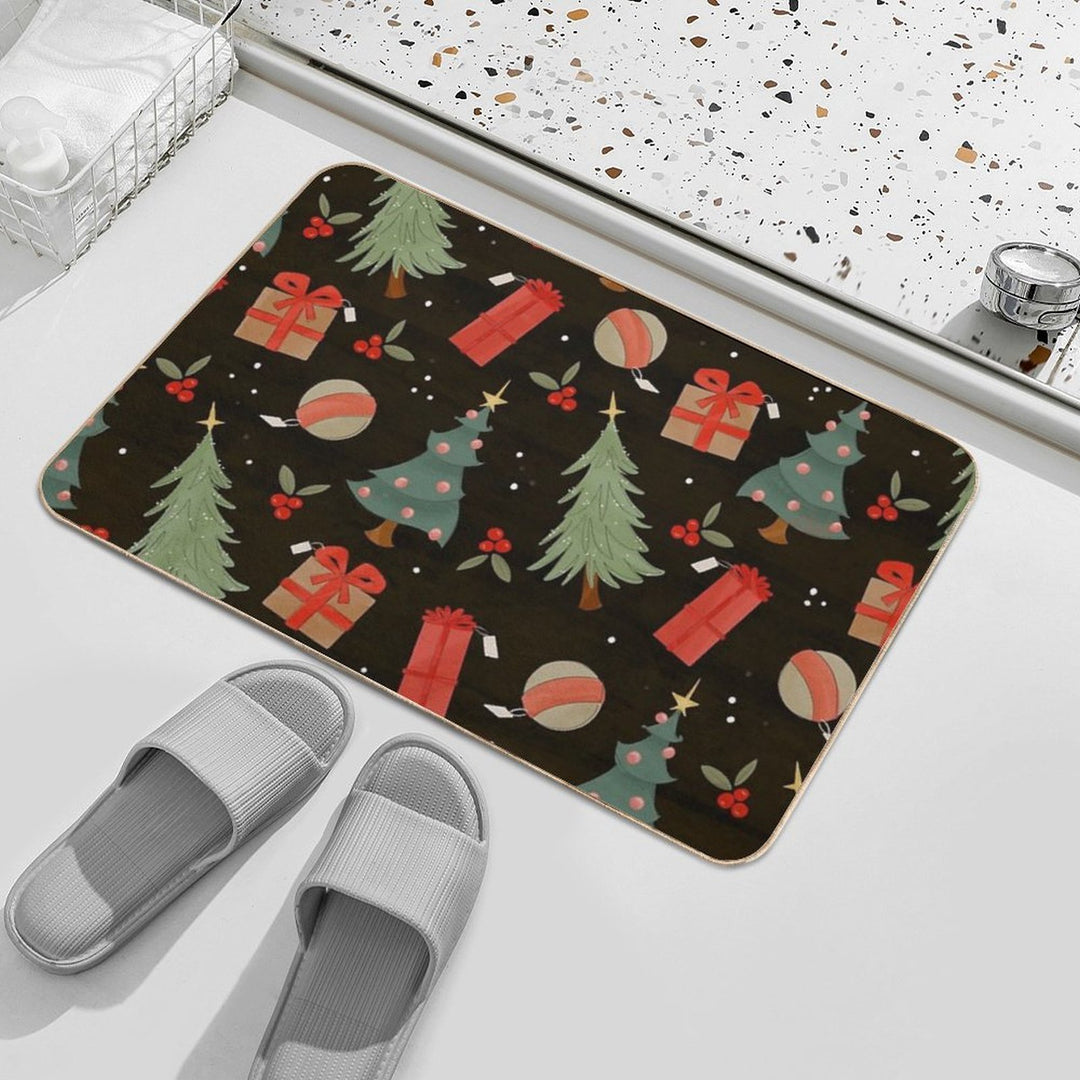 Jolly Holly Pattern  Slip-Resistant Bath Mat