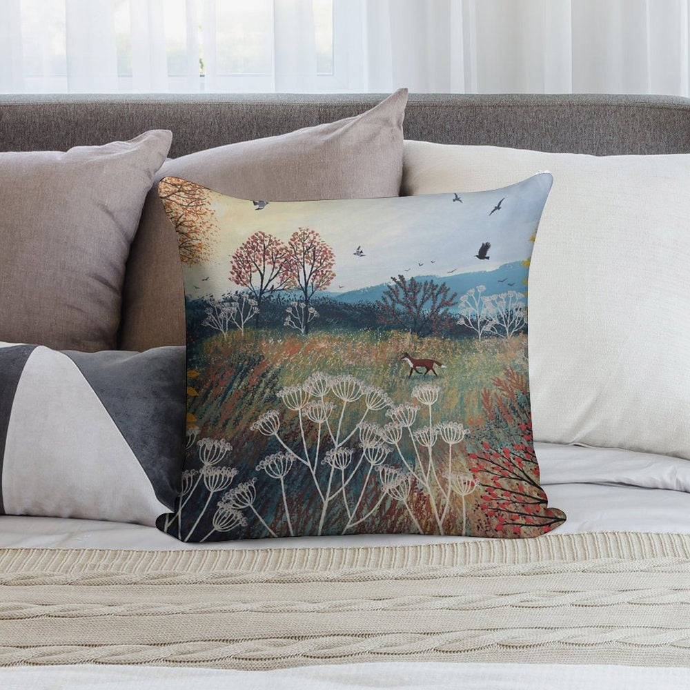 Across Autumn Meadow Soft Hidden Zipper Throw Pillow