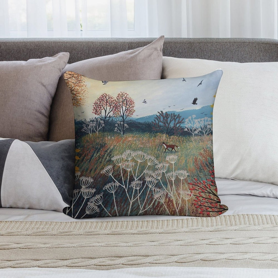 Across Autumn Meadow Soft Hidden Zipper Throw Pillow