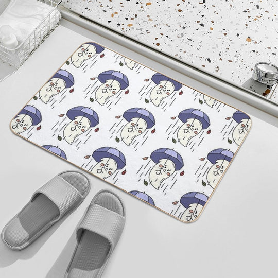 Sad Ghost with Umbrella  Eco-Friendly Bath Mat