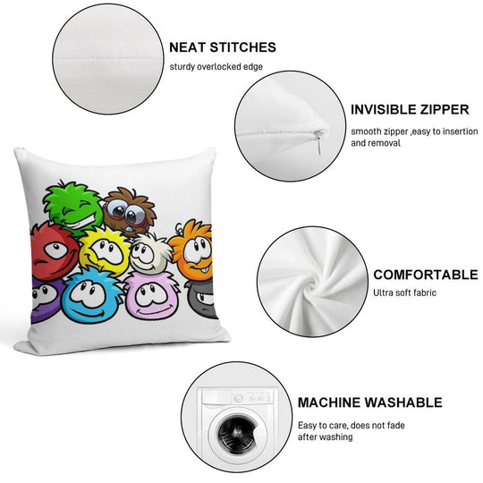 Club Penguin Puffles Soft Fade-Resistant Throw Pillow