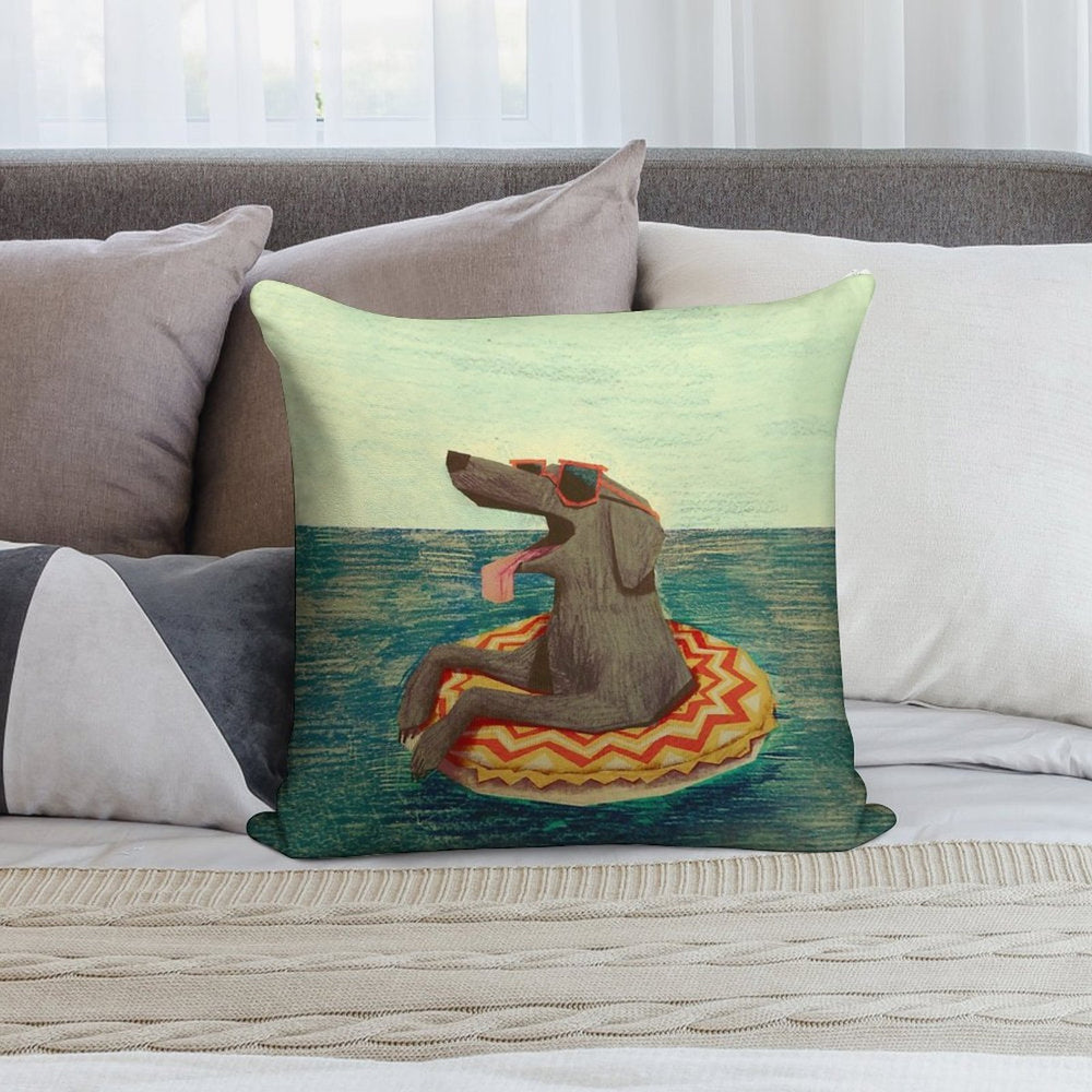 Relaxed Doggo Soft Washable Throw Pillow