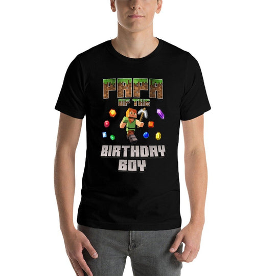 Papa Of The Birthday Boy Video Gamer Pixel Number  Oversized Silhouette T-Shirt